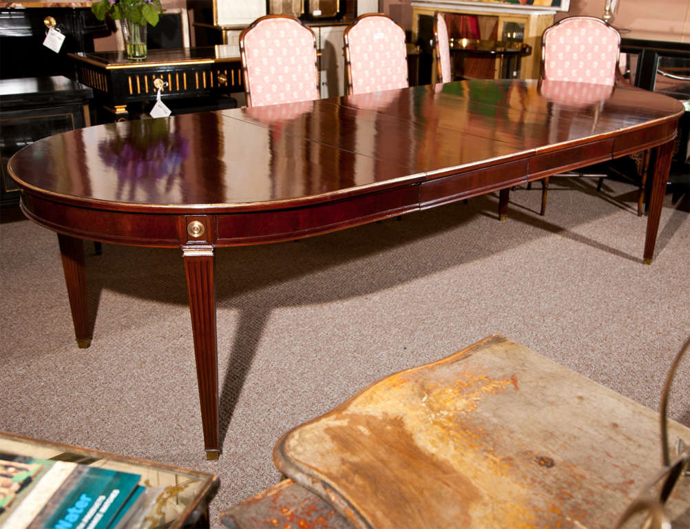 Maison Jansen Mahogany 2-Leave Dining Table