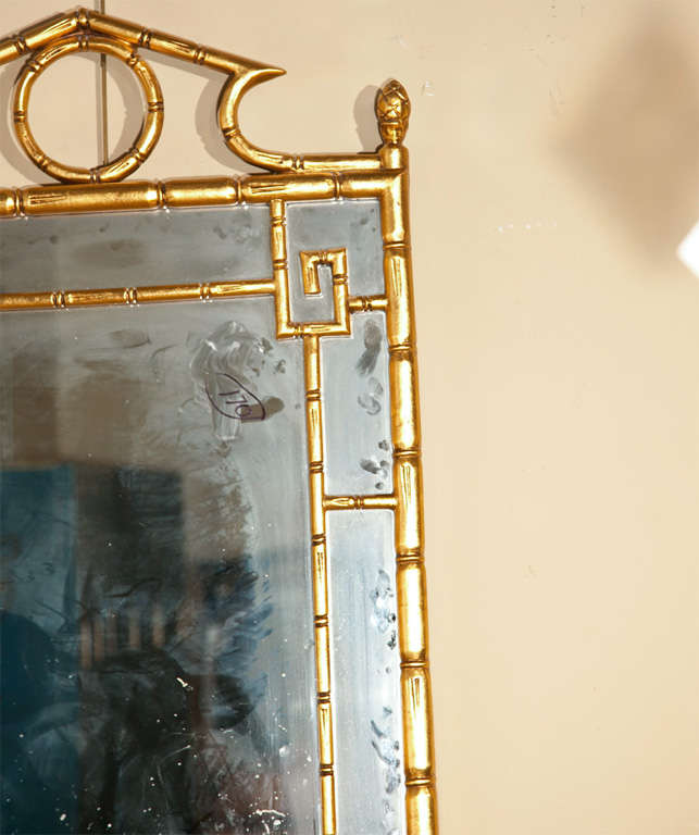 American Pair of Gilded Faux  Bamboo Mirrors