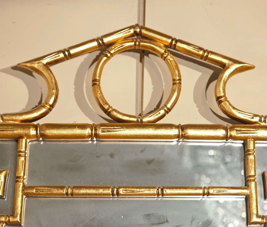 Pair of Gilded Faux  Bamboo Mirrors In Excellent Condition In Manhasset, NY