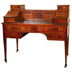Antique Late 19th Cent Inlaid Carlton House Desk