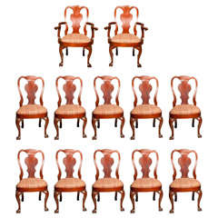 Set of 12 Queen Anne Claw Foot Dining Chairs