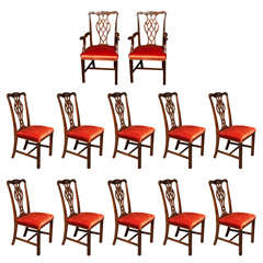 Set of 12 Georgian Style Mahogany Dining Chairs