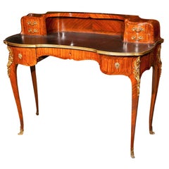 French Rococo Style Rosewood Writing Desk Table by Paris Krieger Stamped