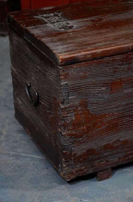 Rustic, elmwood coin chest with distressed wood finished