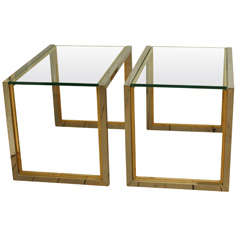 Pair of Chrome and Brass End Tables