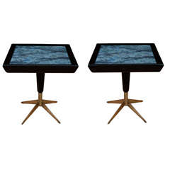 Pair of 1950'S Low Tables with Verre-Eglomise Tops