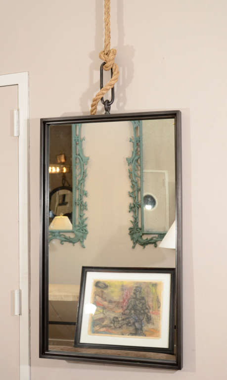 Contemporary Patinated Steel Mirror of Rectangular Form.