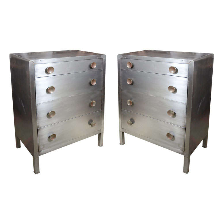 Pair of Norman Bel Geddes Steel Dressers