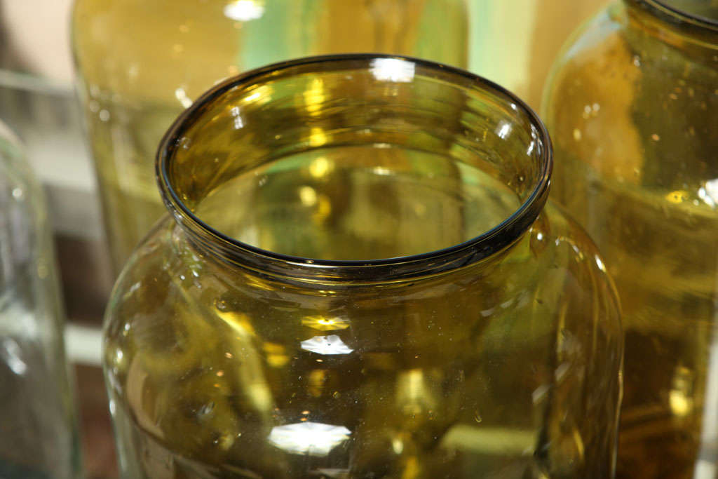 20th Century Four Citrine and Clear Glass Storage Jars, France c. 1920 For Sale