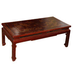Red Lacquer Chinoiserie Decorated Low Table, France, c. 1930
