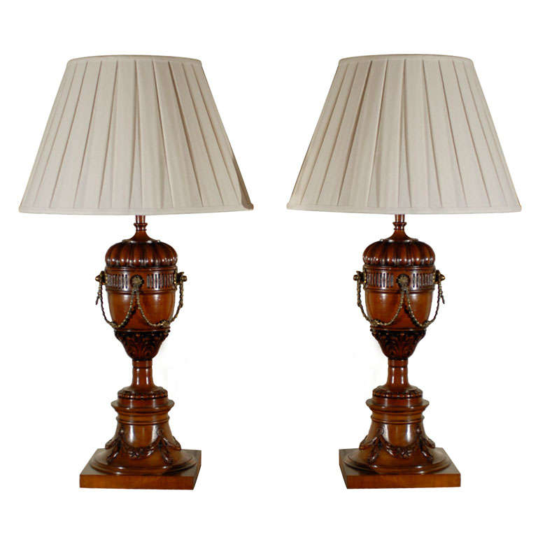 Pair Urns as Lamps For Sale