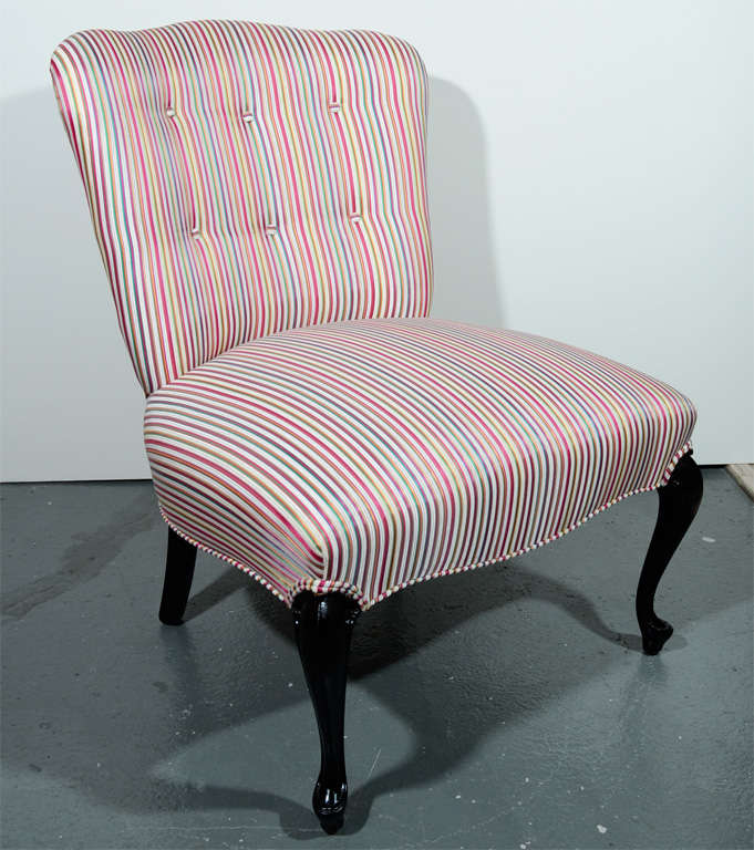 1940's Elegant French Slipper Chair with Cabriole Legs Design In Excellent Condition In Fort Lauderdale, FL