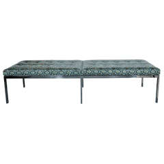 Exceptional Snakeskin Leather Tufted Bench by Florence Knoll