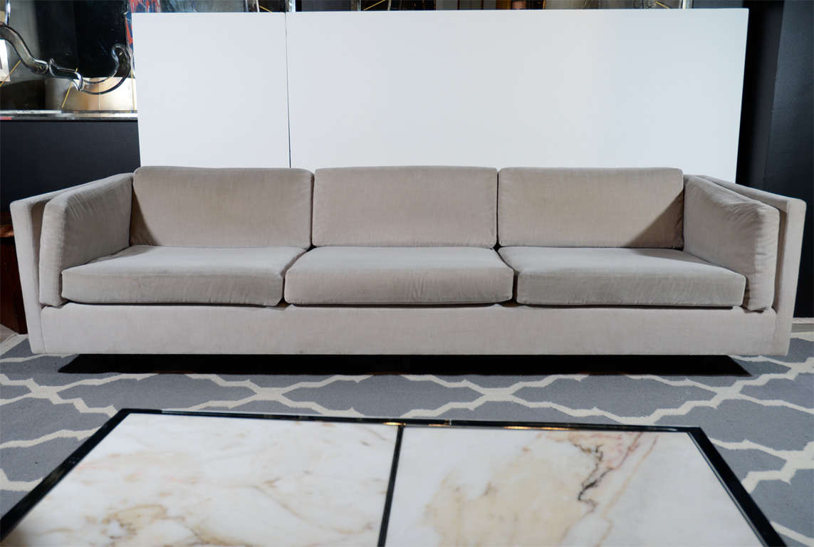 Outstanding Harvey Probber Tuxedo Sofa in Taupe Mohair