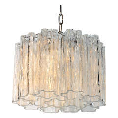 Venini Chandelier with Stylized Blown Murano Glass Cylinders