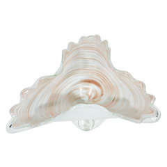 Stylized Shell Murano Glass Footed Bowl and Centerpiece