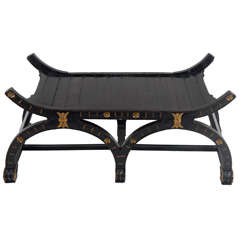 Antique Russian Ebonized and Parcel Gilt Hall Bench or Low Table, circa 1860