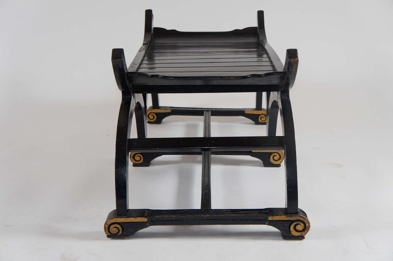 19th Century Russian Ebonized and Parcel Gilt Hall Bench or Low Table, circa 1860
