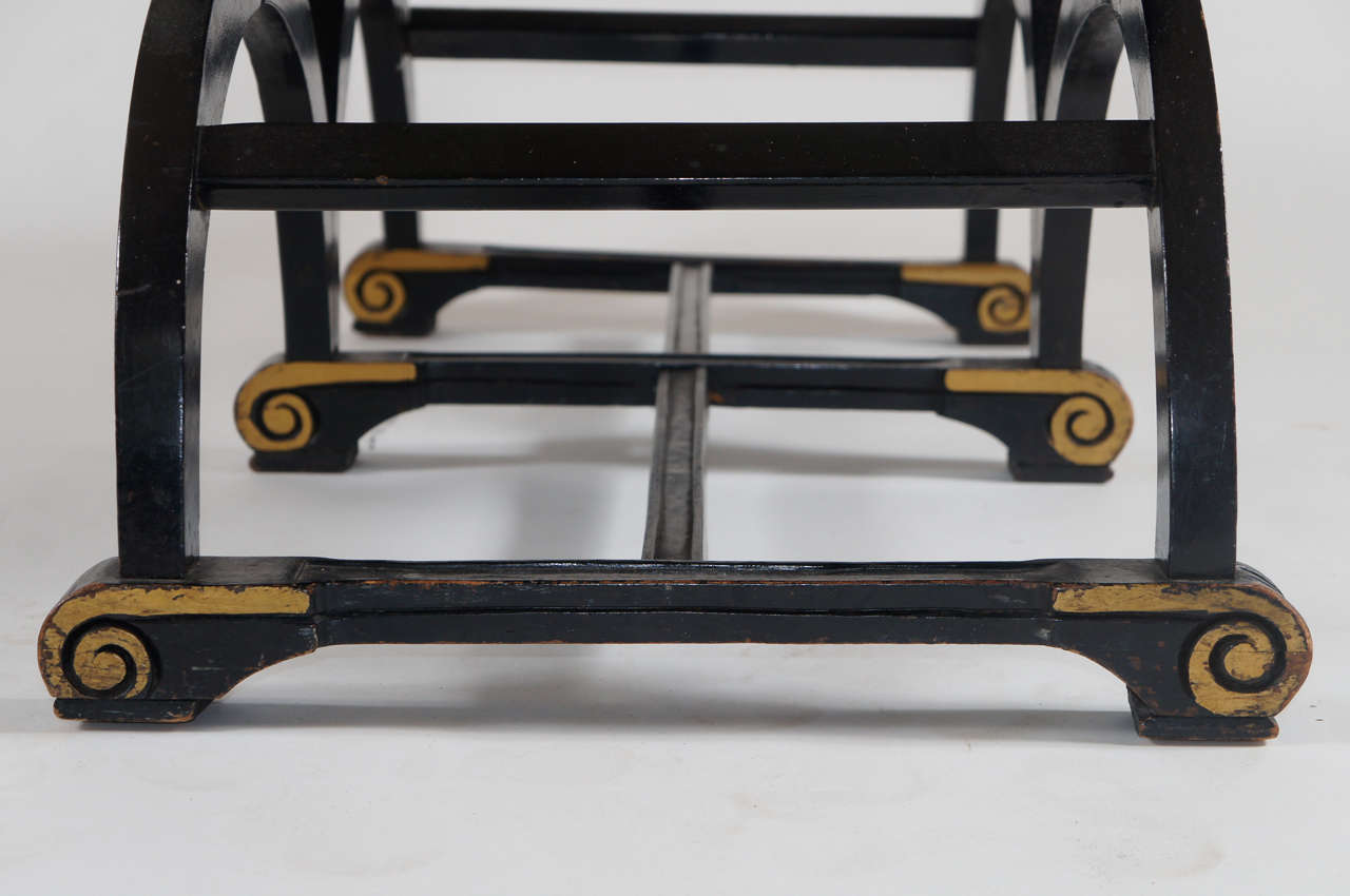 Giltwood Russian Ebonized and Parcel Gilt Hall Bench or Low Table, circa 1860