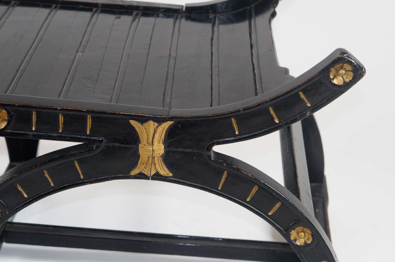Russian Ebonized and Parcel Gilt Hall Bench or Low Table, circa 1860 4