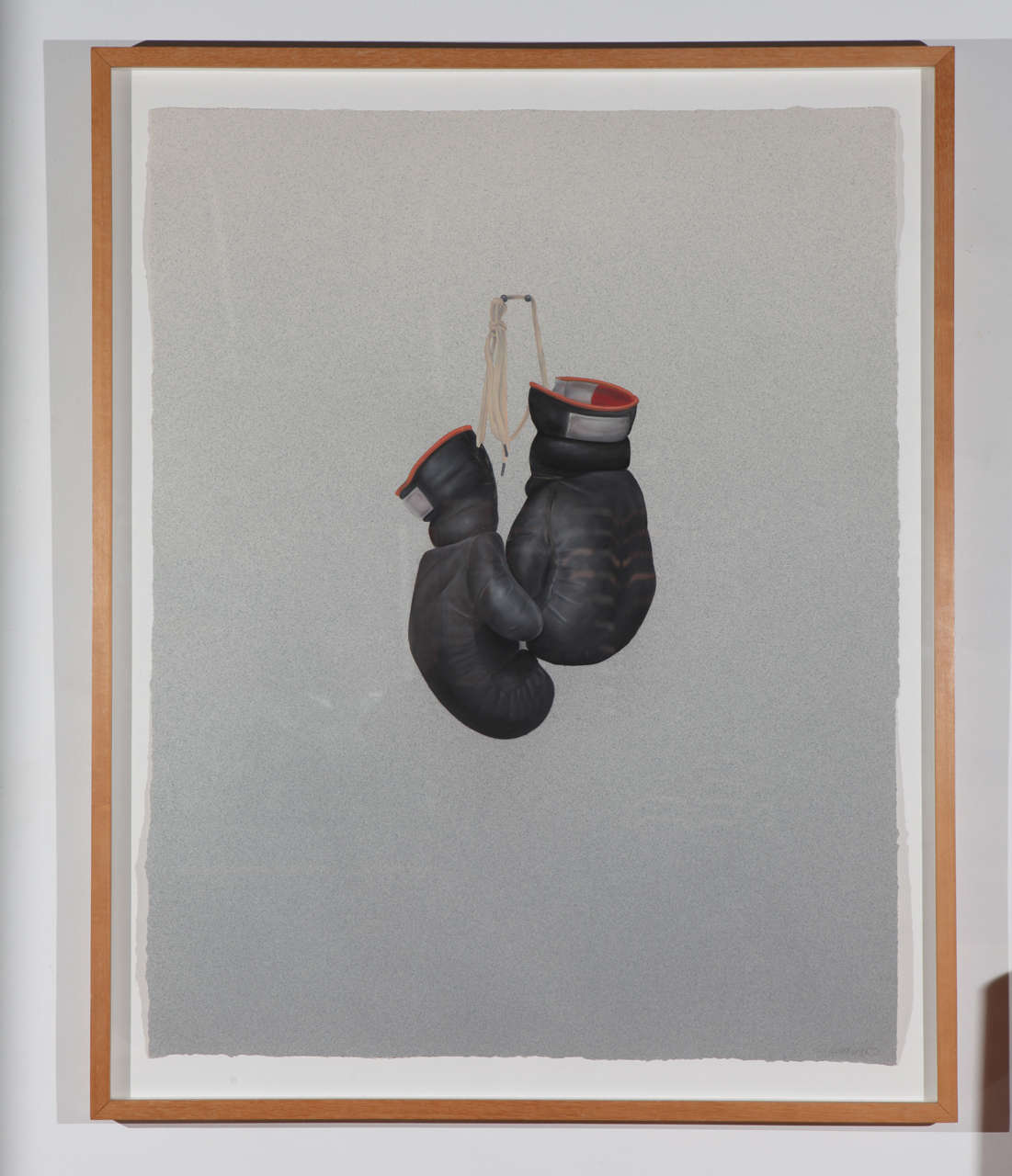 Most famous boxing gloves photo.  Signed and dated by Bruce Richards,(American, born 1948).  Frame is 33