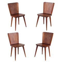 Set of Four Solid Pine Dining Chairs