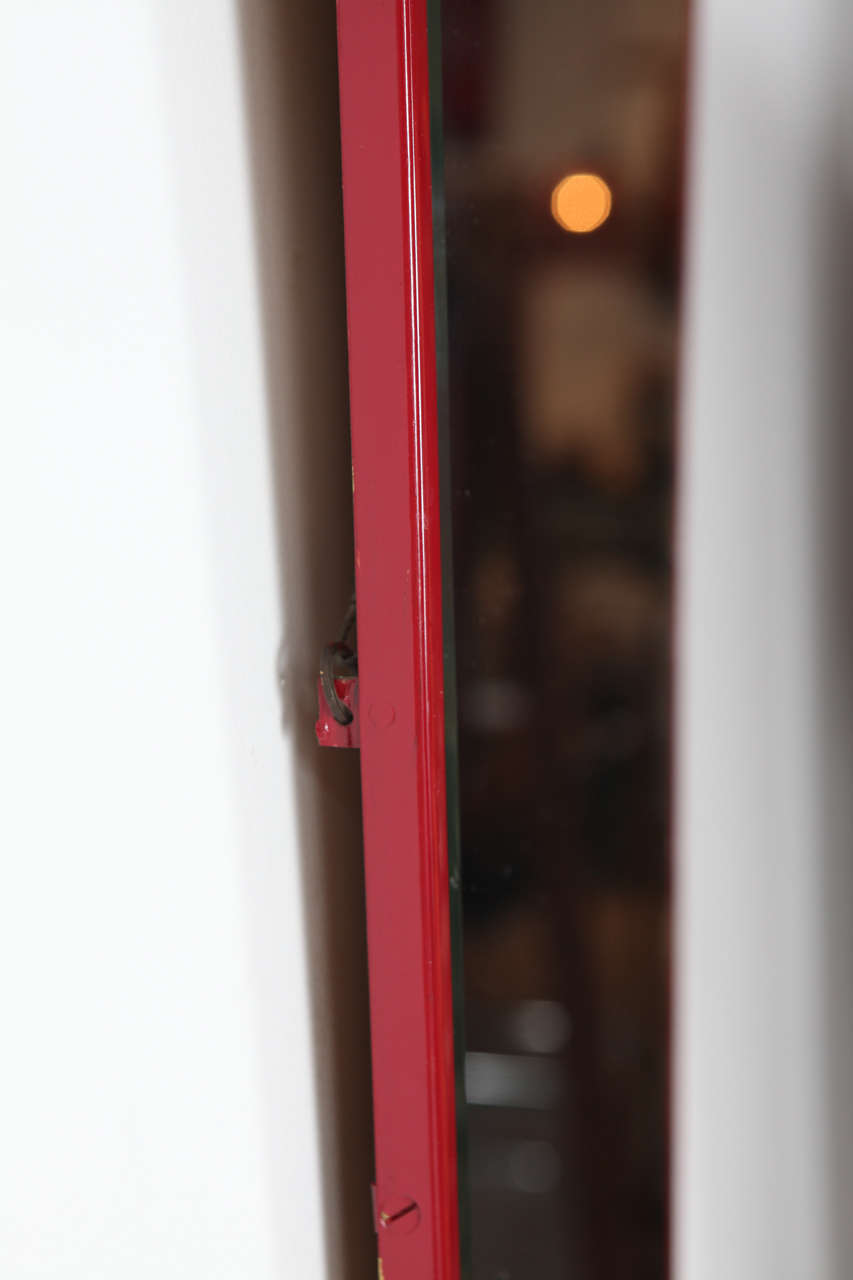 French Red Metal Oblong Wall Mirror 2