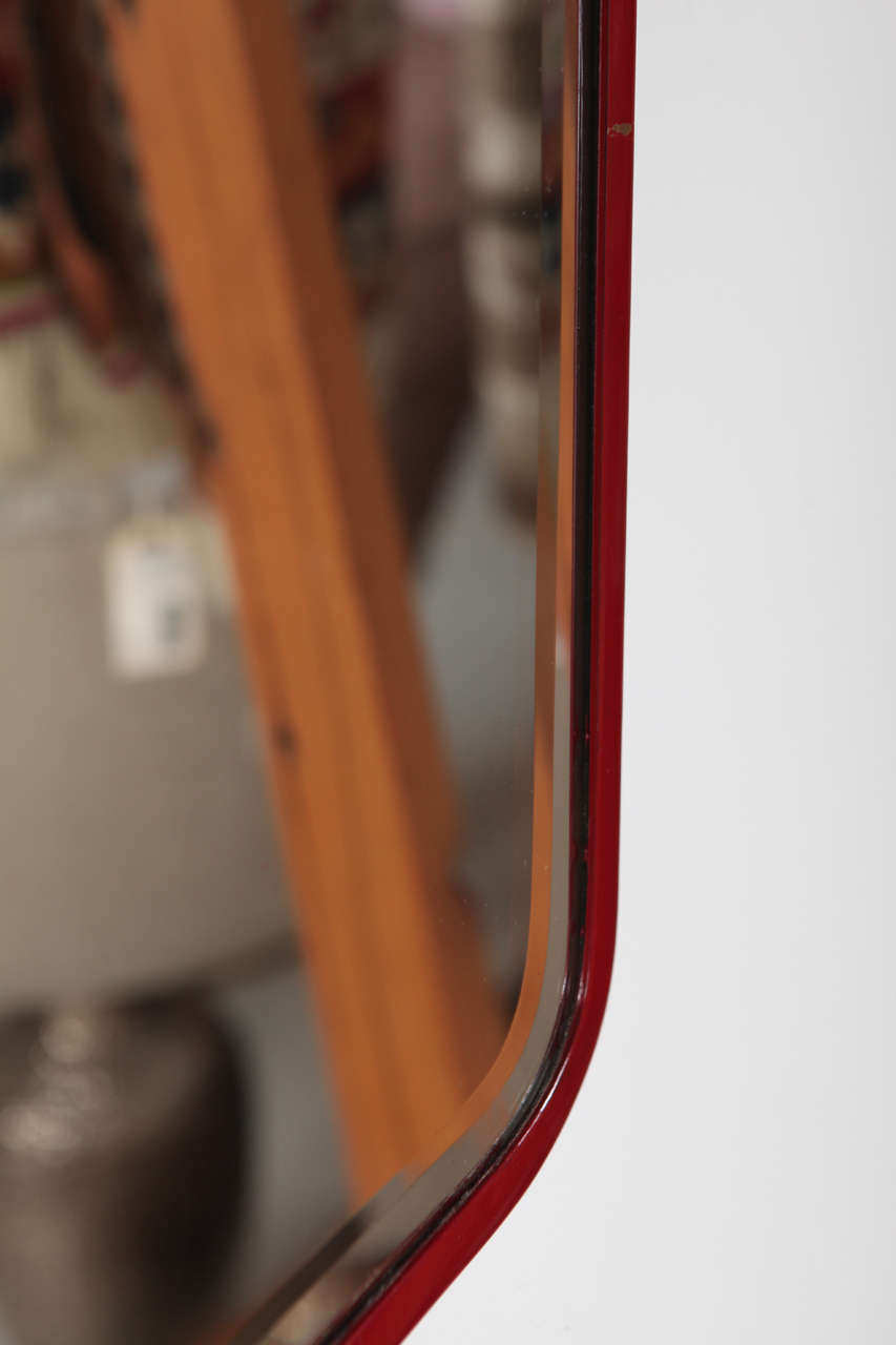 French Red Metal Oblong Wall Mirror 3