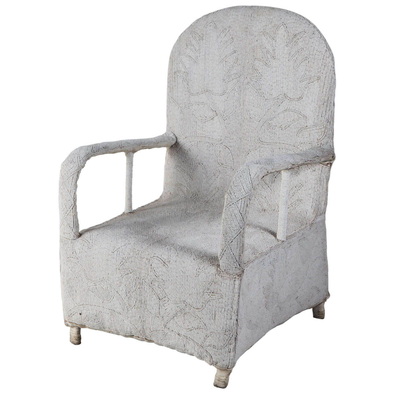 White Beaded Yoruba Chairs from Nigeria