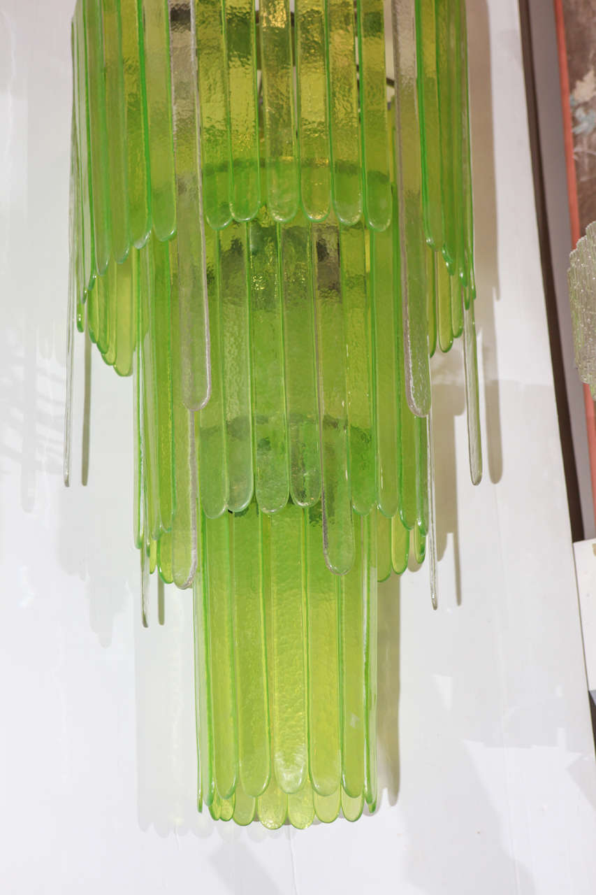 Italian Unusual Glass Chandelier by Leucos