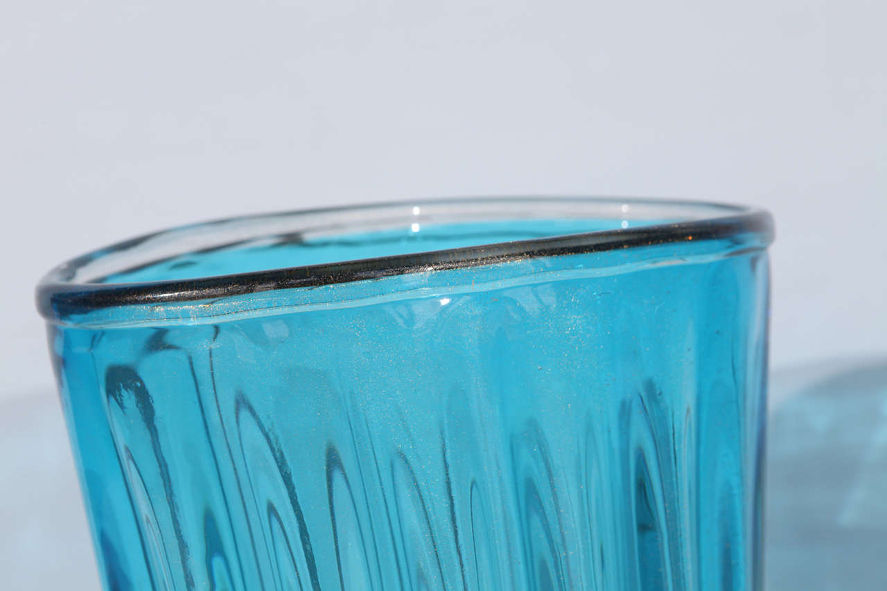 Beautiful Pair of Aquamarine Murano Vases 1