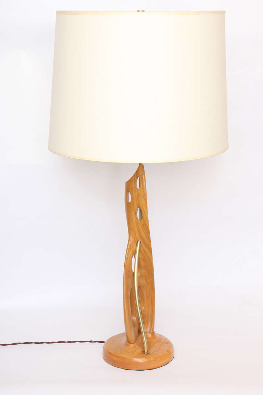 Table Lamps Pair Mid Century Modern Sculptural wood and brass 1950's
New sockets and rewired
Shades not included