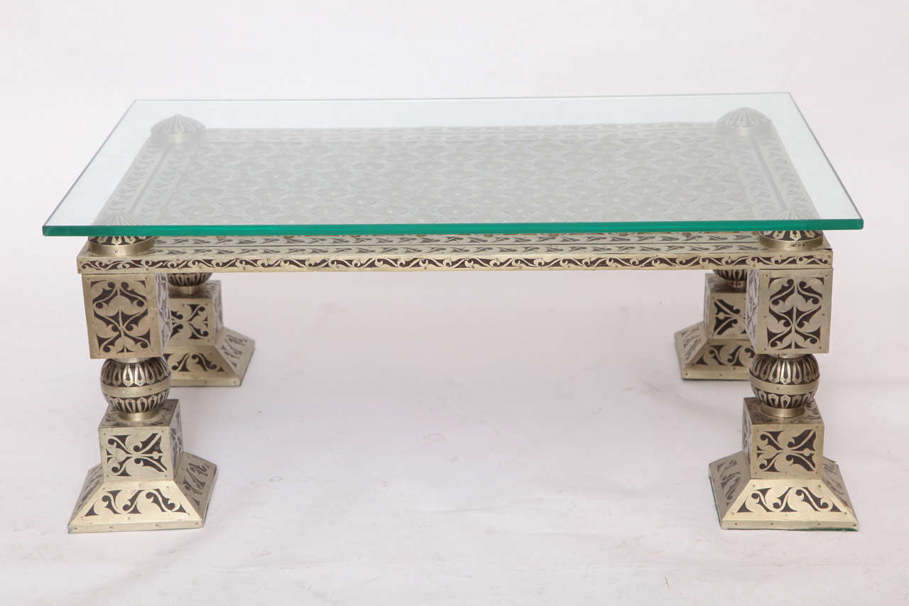 A 1920's steel and brass Aesthetic low Table