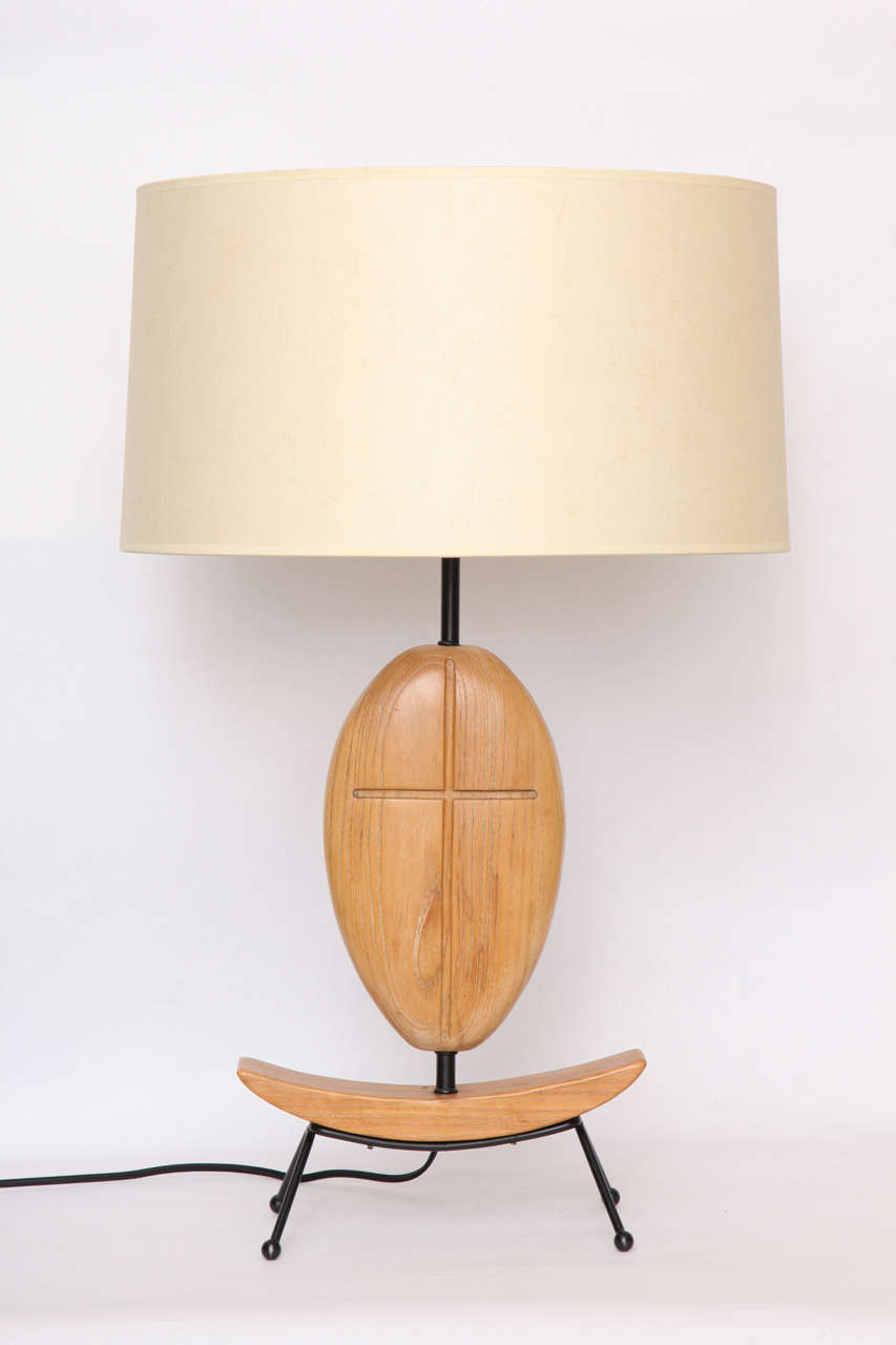 Table Lamp Mid Century Modern Abstract  Sculpture wood and iron 1950's
New sockets and rewired
Shade not included