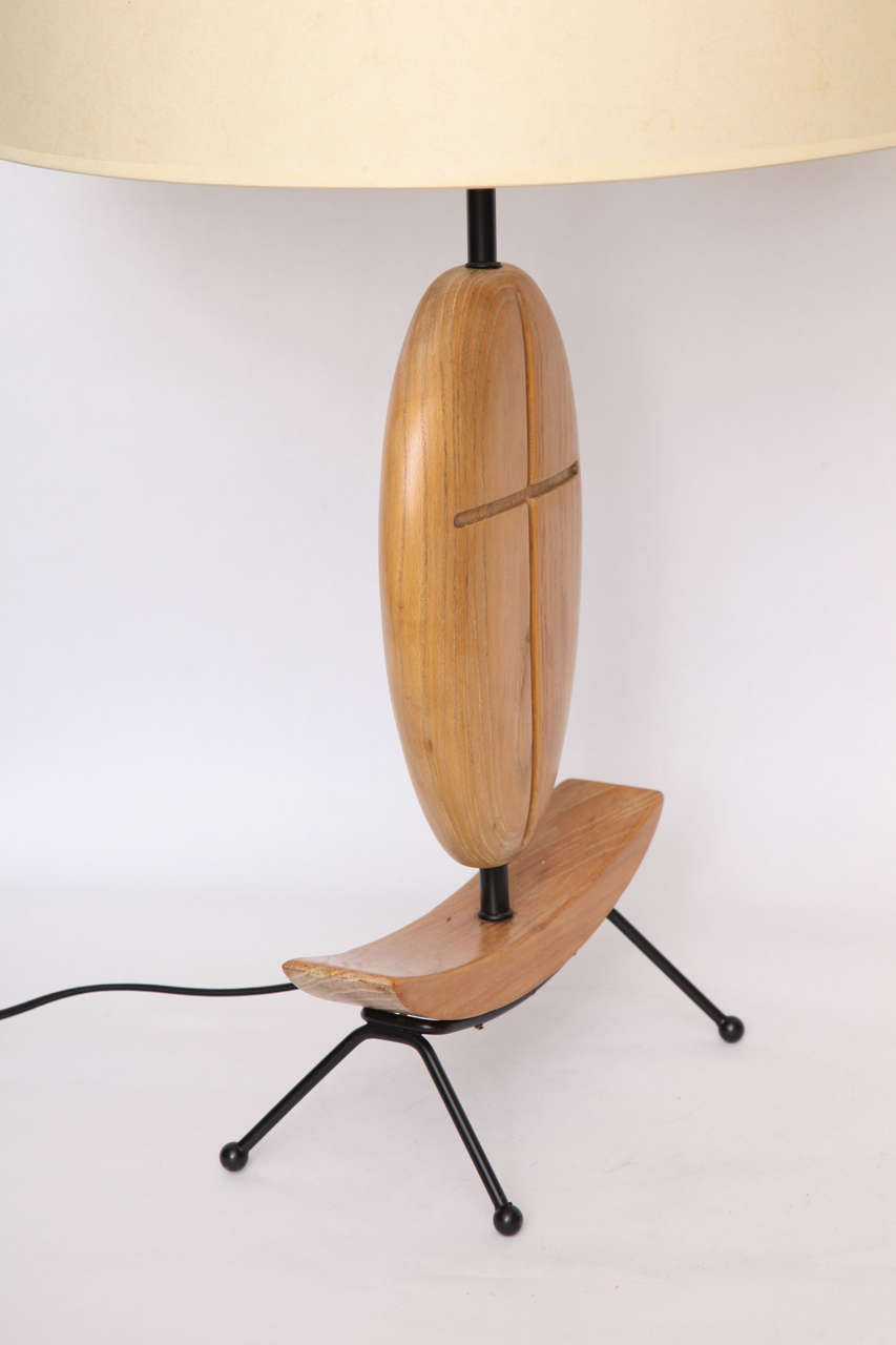 Mid-Century Modern Table Lamp Mid Century Modern Abstract Sculpture wood and iron 1950's