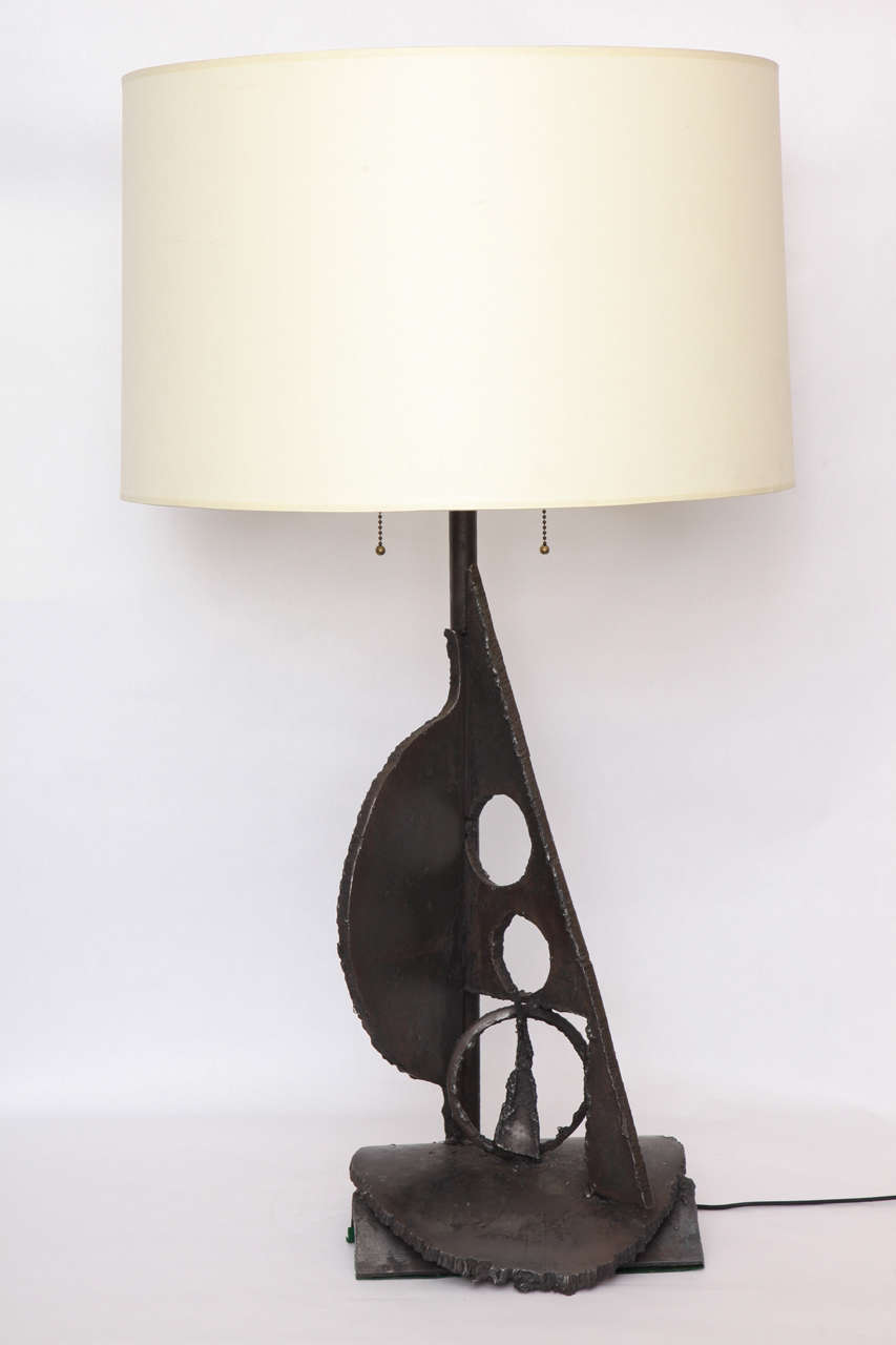 Mid-Century Modern  Table Lamp Brutalist Mid Century Modern hand wrought iron 1970's