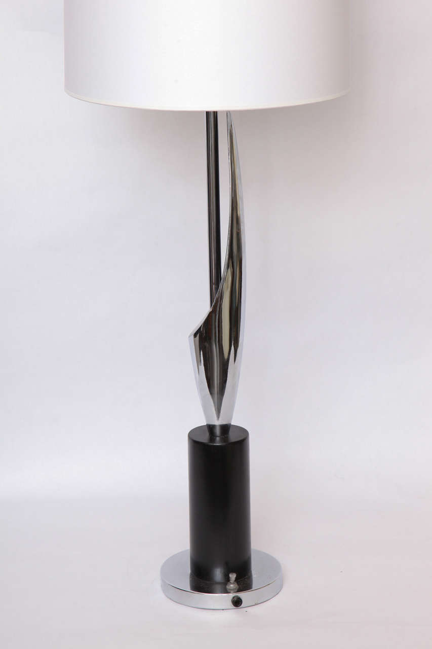  Table Lamp Mid Century Modern Sculptural polished nickel 1960's In Good Condition In New York, NY