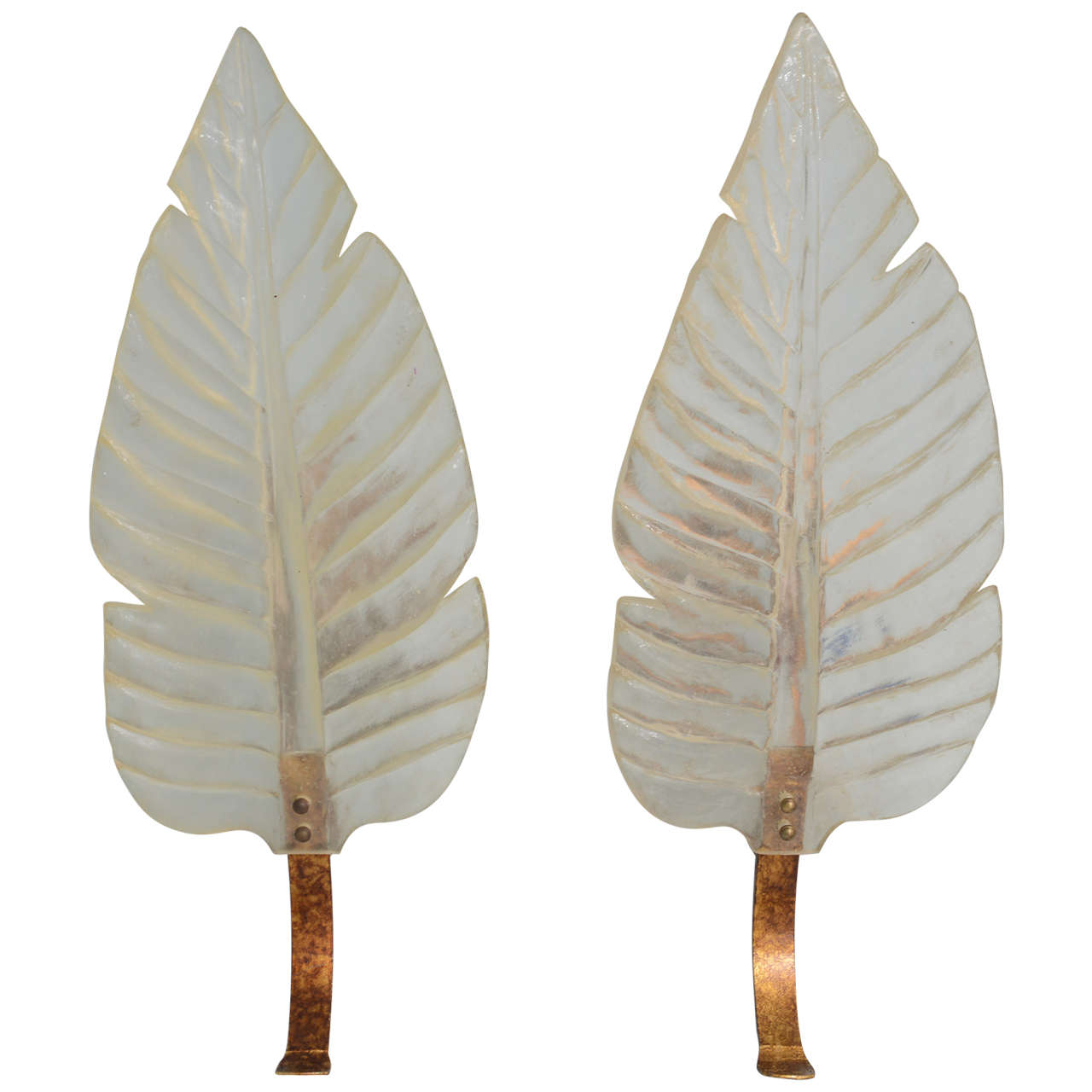 Pair of Stunning Lucite Leaf Sconces