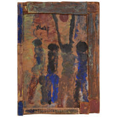 Vintage Purvis Young "Basketball" Oil on Pressed Board