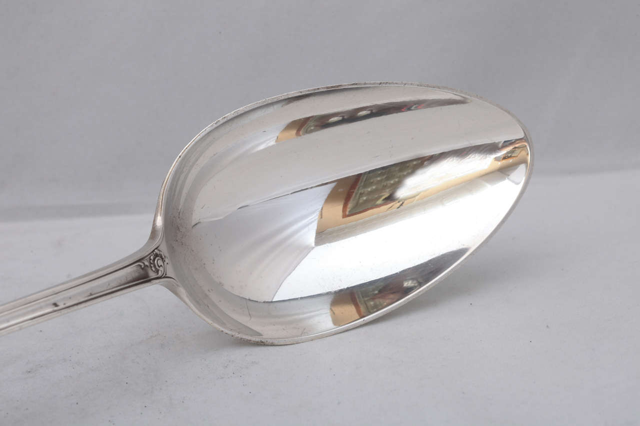 American Large Victorian Period Sterling Silver Stuffing or Serving Spoon For Sale