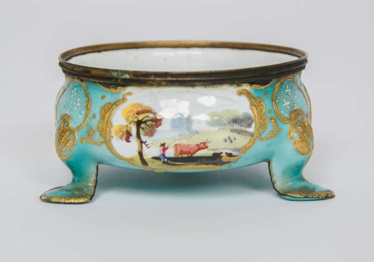 English Pair of Bilston Enamel Salts