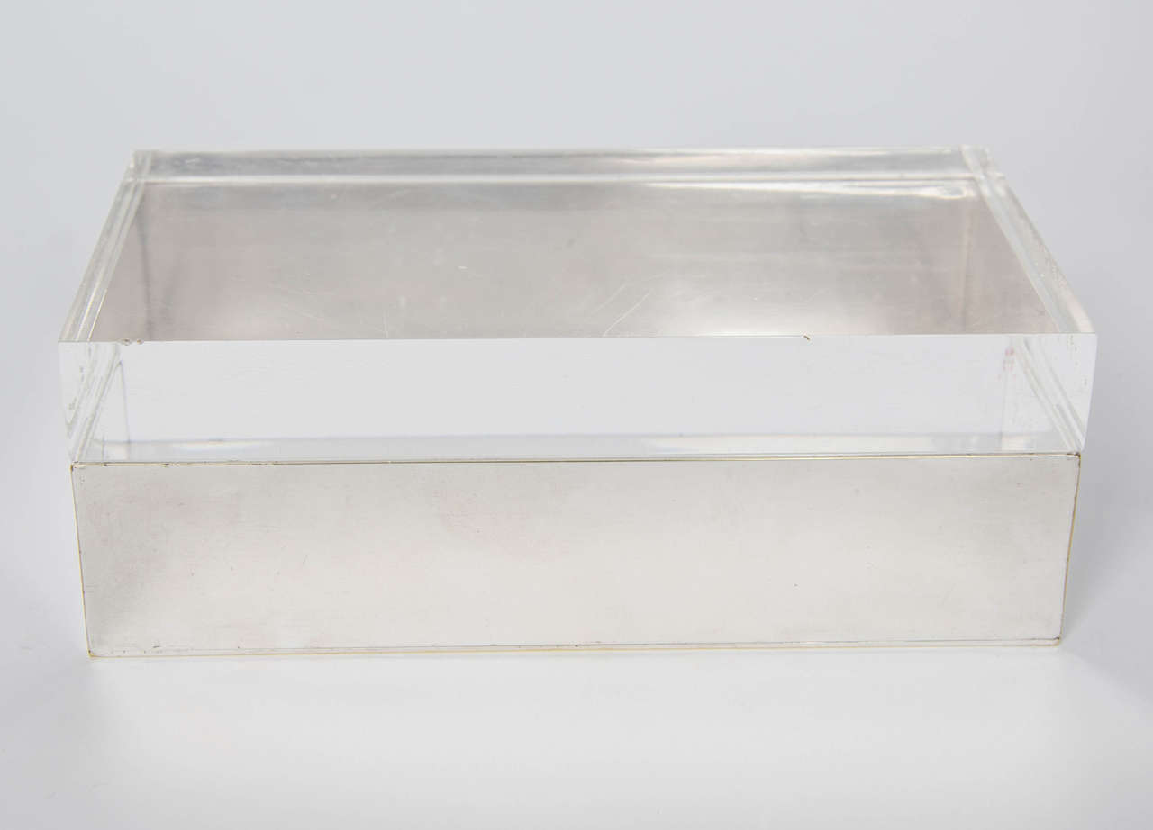 Silver plate and lucite box in the manner of  Alessandro Albrizzi 
Circa 1970