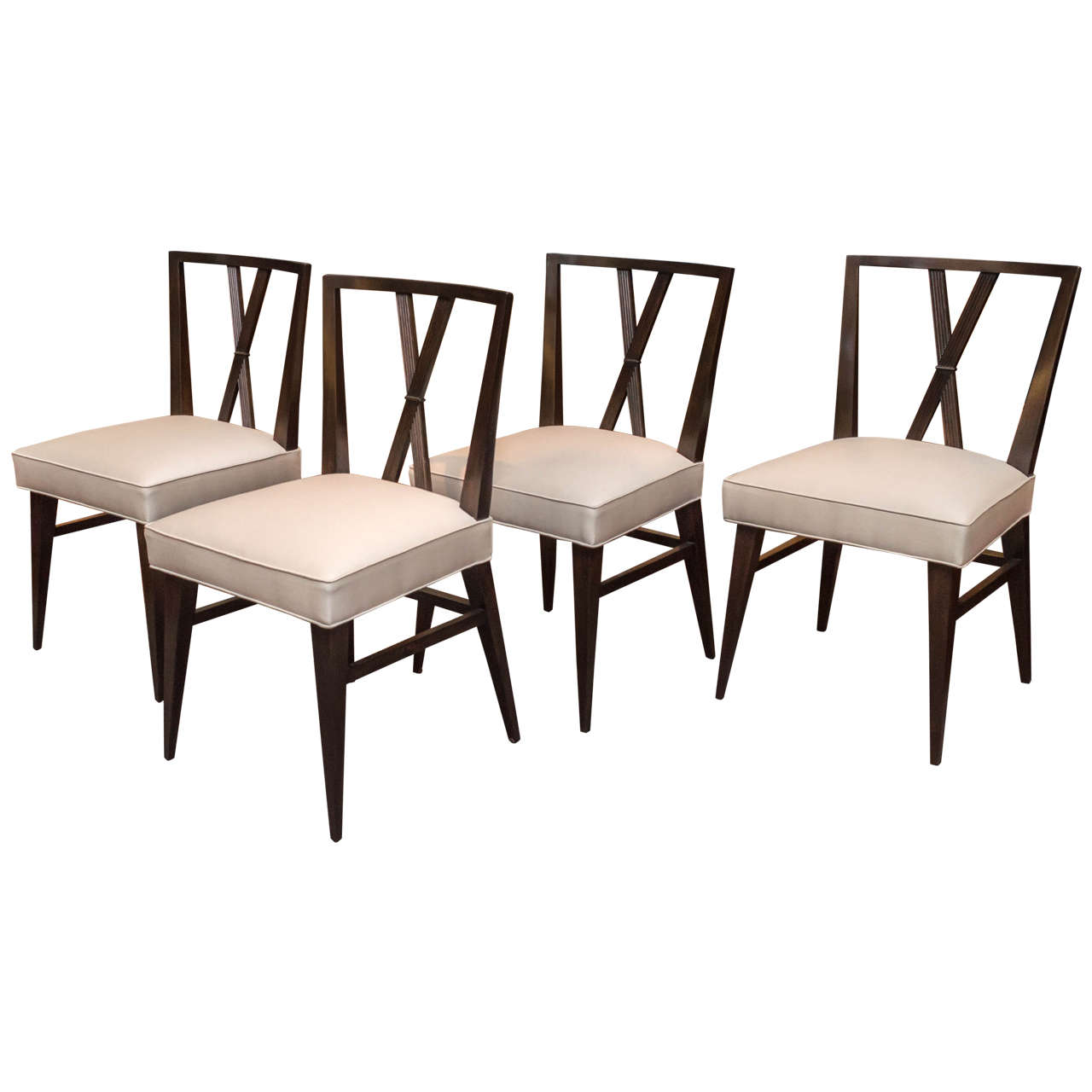 Set of Four Carved Bent Lucite Dining Chairs For Sale at 1stDibs