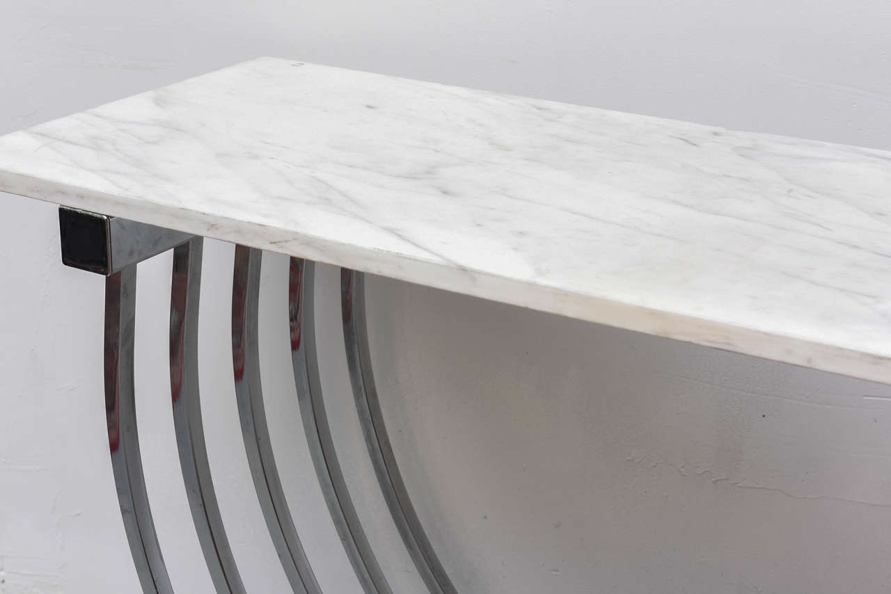 Mid-20th Century Donald Deskey Chrome and Marble Console Table, 1950s USA