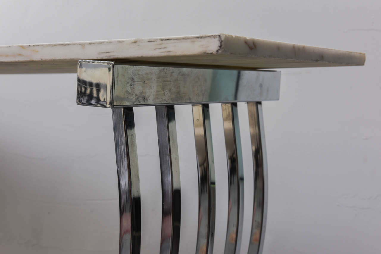 Donald Deskey Chrome and Marble Console Table, 1950s USA 2