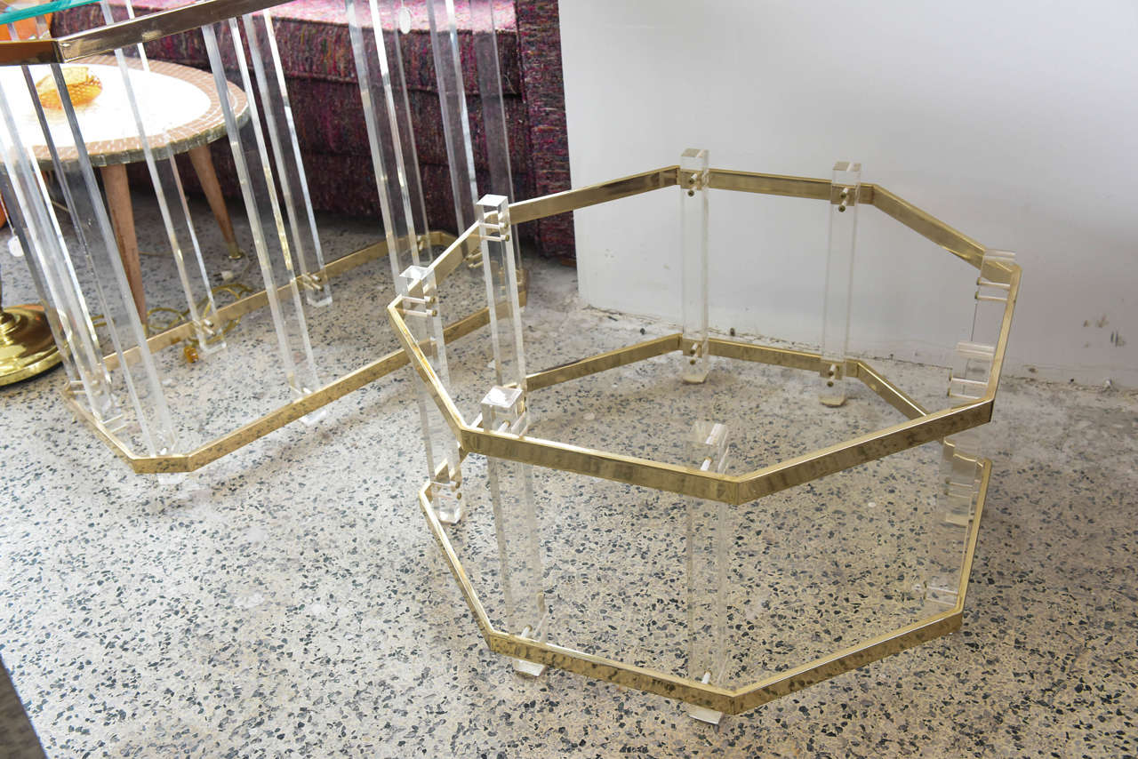 Large Lucite, Brass and Glass Hollis Jones Coffee Table, 1960s USA 1