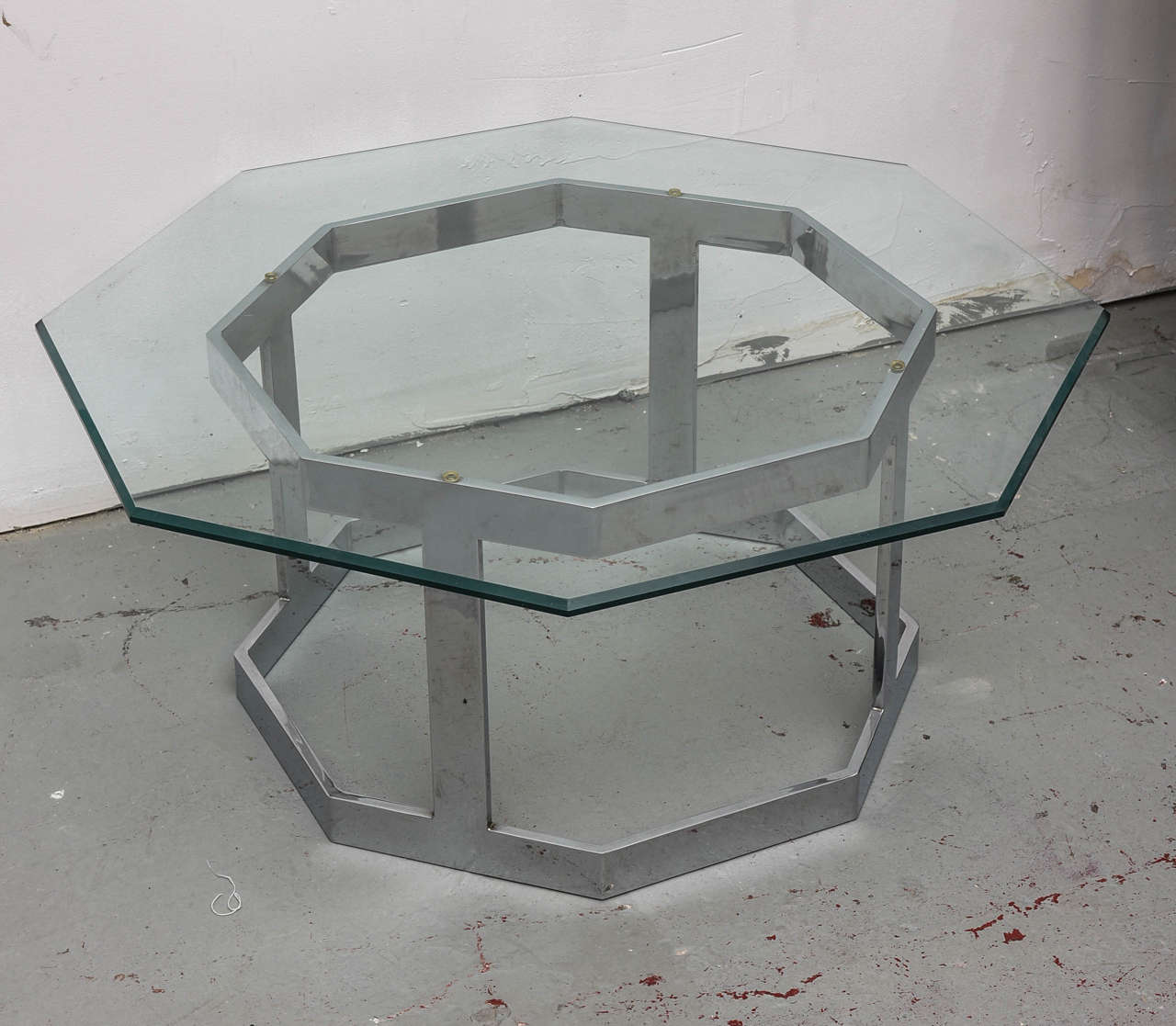 Wonderful chrome and glass octagonal coffee table by Milo Baughman.  USA 1967