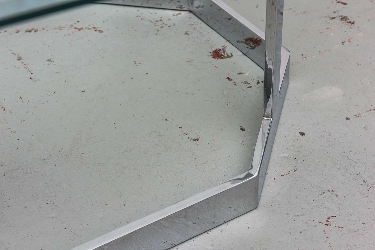 Small Octagonal Milo Baughman Chrome and Glass Coffee Table, 1960s USA In Excellent Condition In Miami, FL