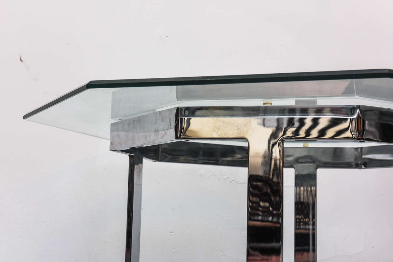 Small Octagonal Milo Baughman Chrome and Glass Coffee Table, 1960s USA 2