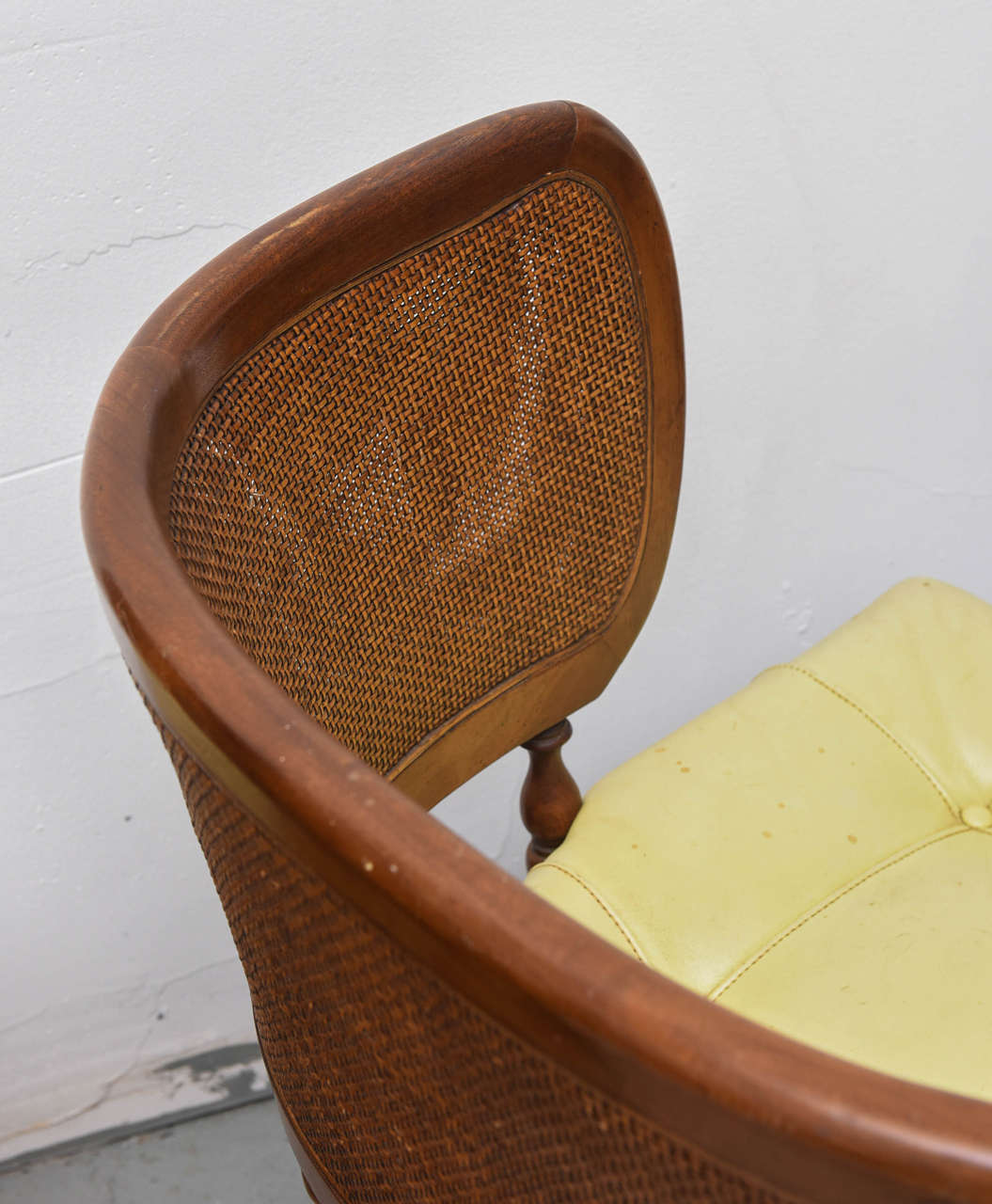 Mid-20th Century Pair of Gorgeous MCM Caned Back Barrel Chairs, 1950s